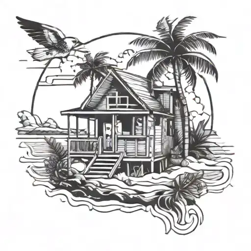 Combine Beach Imagery With Techno Elements For A Unique Tattoo Concept