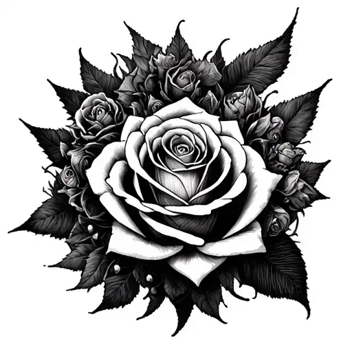 Rose Surrouned By Monsters Representing Fears