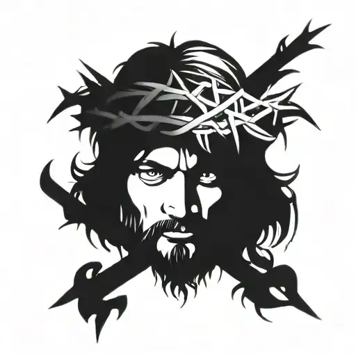 Jesus Face Crown Of Thorns Wrapped
