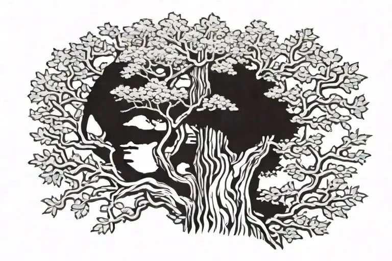 Blakened Pine Trees With Tree Climber Scaling