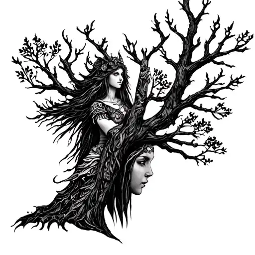 Freya Norse Goddes In Tree