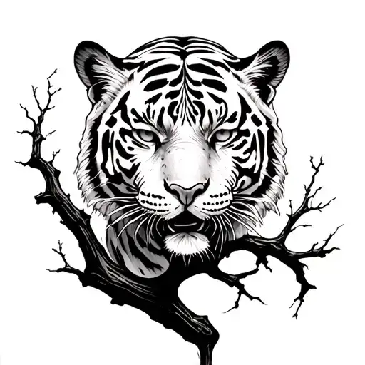 Tyger And Tree Branch