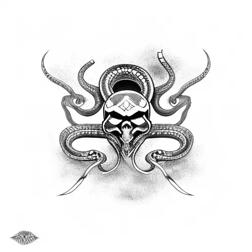 Viking Skull With A Snake In His Eyes