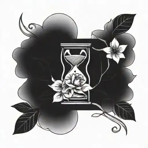 Hourglass With Flower Growing Inside Minimalist Davinci