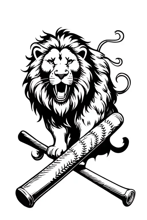 Baseball Bat And Lion