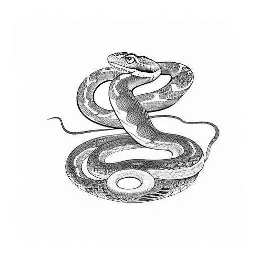 A Snake Coiled Around A Vinyl Record Player