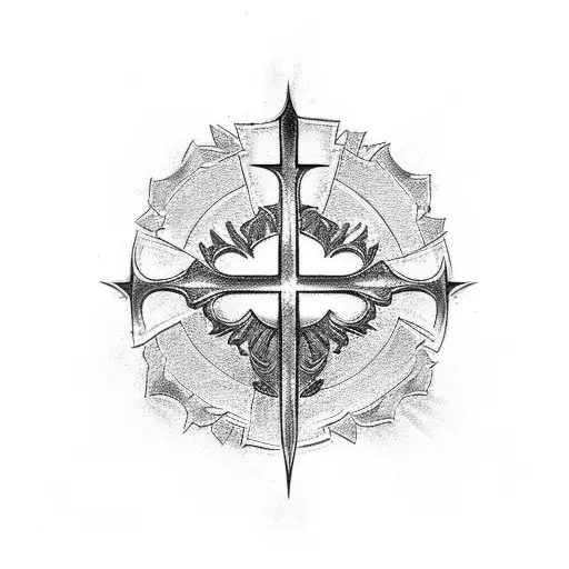 Christian Cross With Thorn Crown