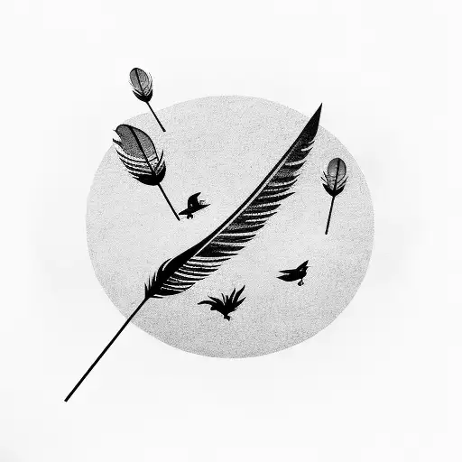 Dissolving Feather With Birds Flying Out