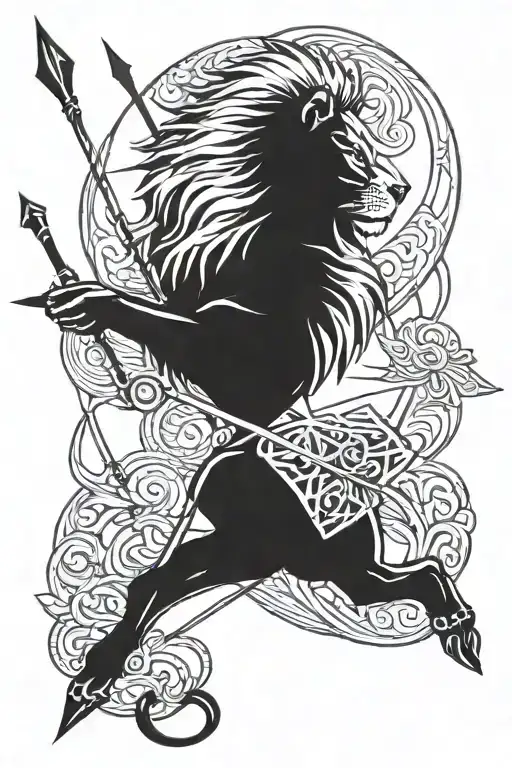 Lion Archery Arrow Design Inspired Tattoo Depicting