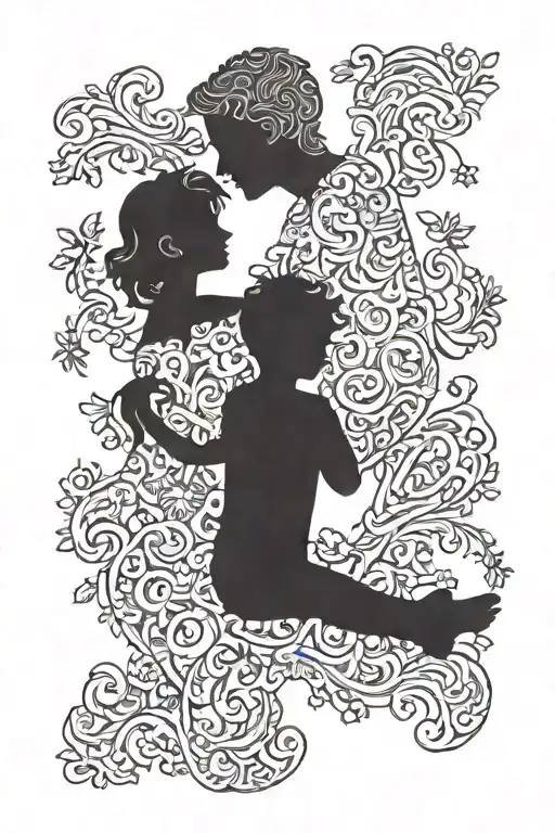 Parent 2 Children Silhouette Jigsaw Pieces