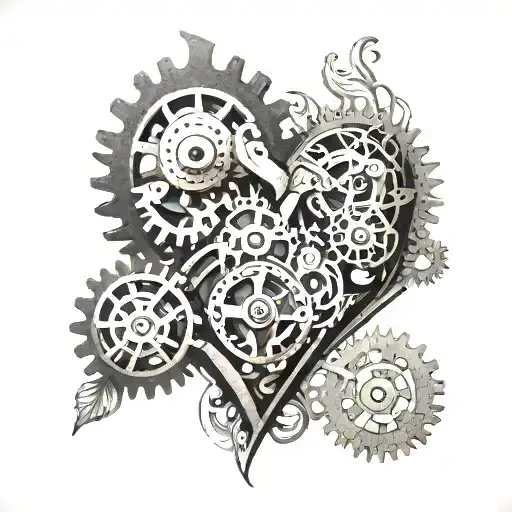 A Mechanical Heart With Intricate Gears And Music Notes Intertwined