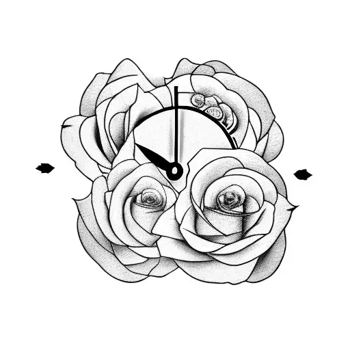 Broken Clock With Roses And Says One Day At A Time