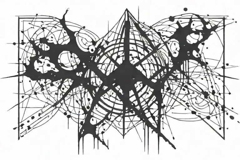Abstract Cybersigil Black With Splatters Representing Torment And Trauma