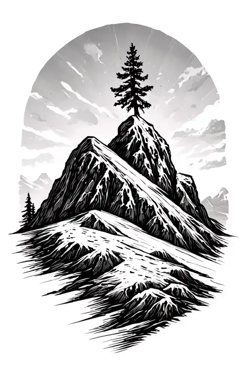 Sysiphous Pushing Boulder Up Mountain