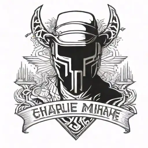 A Stylized Charlie Mask With A Quote From Hotline Miami Incorporated Into The Design