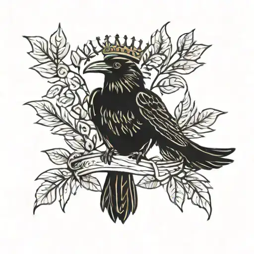Crow Holding A Laurel Wreath Crown