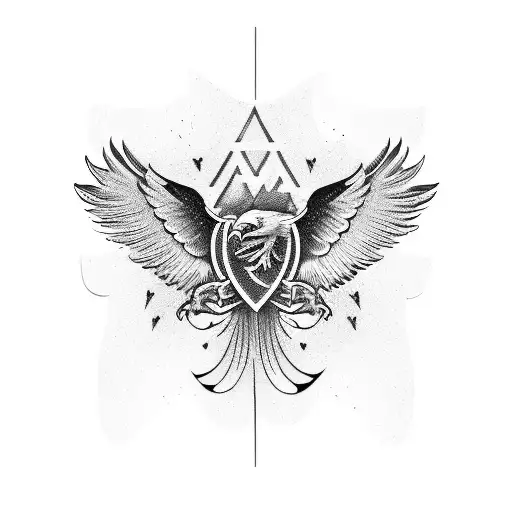 Eagle With It's Wings Out Facing Forward