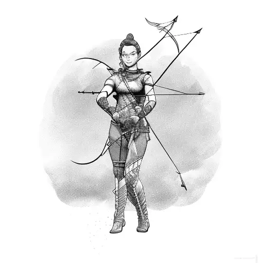 A Female Archer And A Thunderstorm
