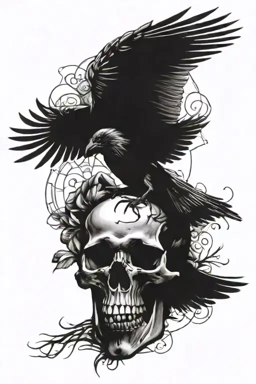 Raven Takes Off From The Skull