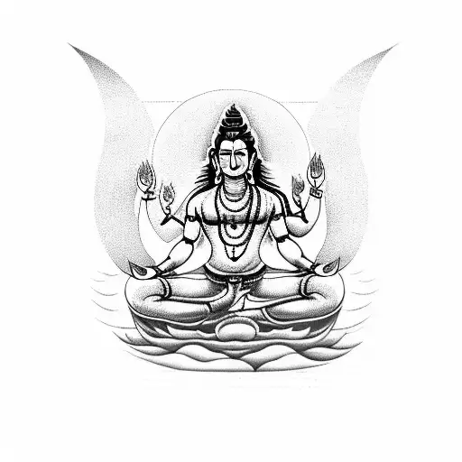 Lord Shiva Meditating Under A Full Moon