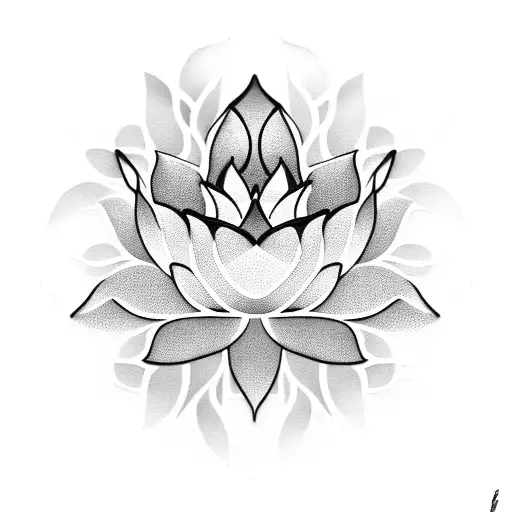 Thin Line Delicate Lotus Flower