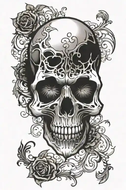 Skull With Gothic Design For Legs