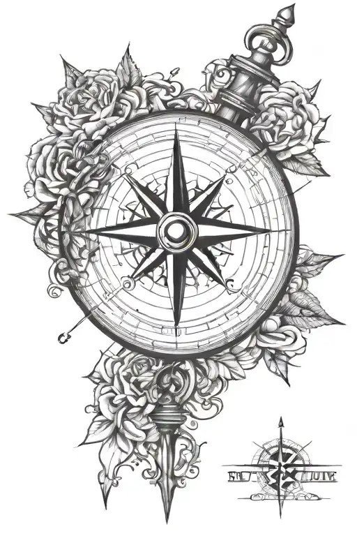 Compass With A Needle Pointing