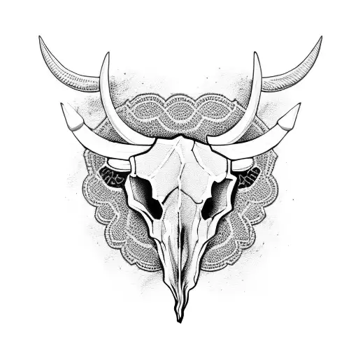 A Bull Skull Adorned With Delicate Lace Patterns