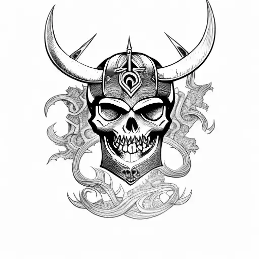 Vikingo Tattoo With A Skull
