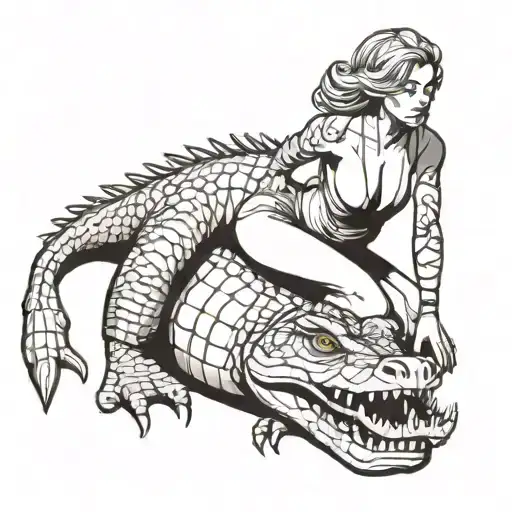 Woman Wrestle Alligator Zodiac Sign