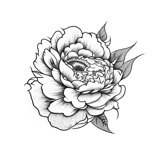 Arched Tattoo With Peony And Sunflower Leaf Foliage In Background