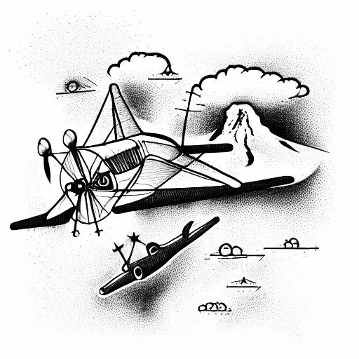 Aircraft On The Background Of The Volcano