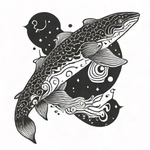 Galaxy Filled With Sea Creatures Swimming Gracefully