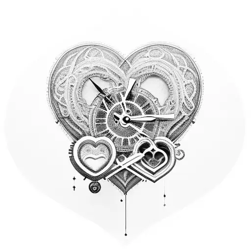 An Intricate Clock Mechanism Intertwined With A Heart Symbol