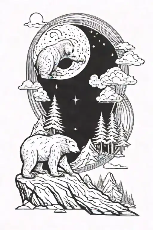 Polar Bear Moon Mountains A Frame Cabin