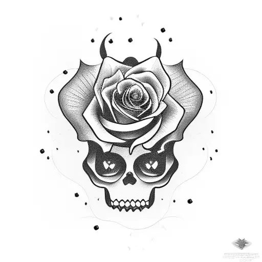 Roses Mixed With A Grim Reaper Holding Time