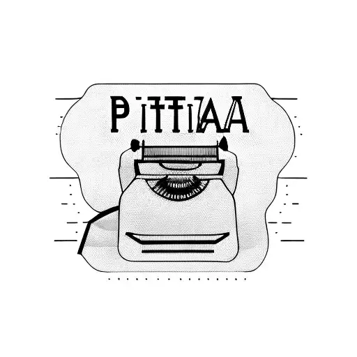 A Blackwork Tattoo Of A Typewriter With The Word 'Patna' Written On The Paper