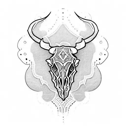 A Bull Skull Adorned With Delicate Lace Patterns