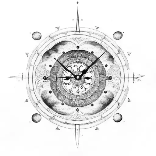 A Celestial Clock With Planets And Stars As The Hour Markers