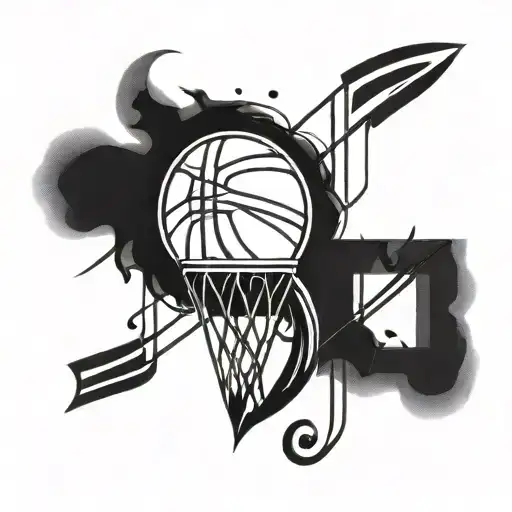 Incorporate A Basketball Hoop With A Treble Clef To Represent Your Love For Basketball And Music