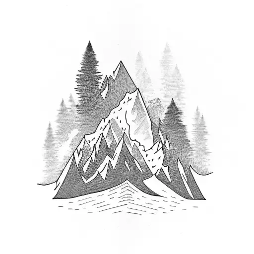 A Majestic Mountain Range With A Hidden Cave Entrance