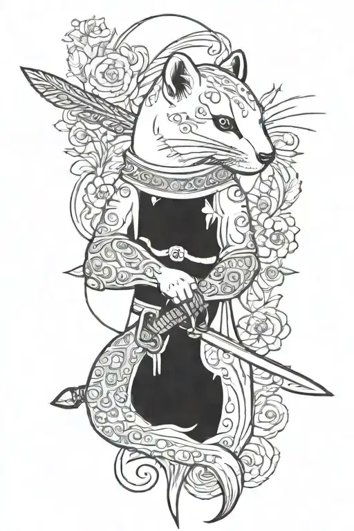 Ermine Holding A Sword