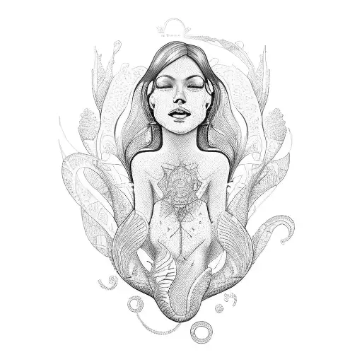 A Computer-generated Artwork Of A Caribbean Mermaid Basking In The Sun