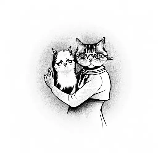 A Nurse Holding A Cat While Listening To Music