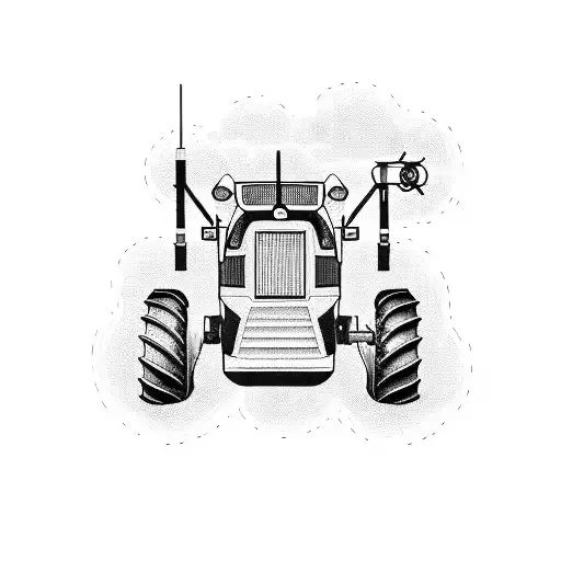 Combine A Tractor And A Field Of Crops In A Unique And Abstract Way