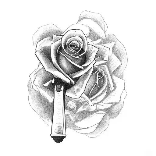 Skeleton Hand Holding A Rose And A Skeleton Hand Holding A Sword