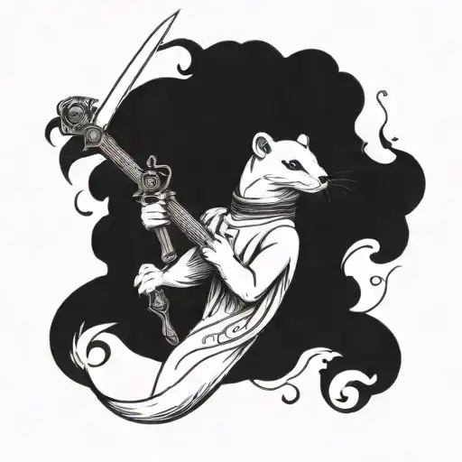 Ermine Holding A Sword