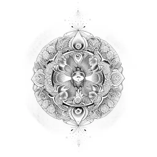 A Mesmerizing Moon With Intricate Floral Patterns And Butterflies