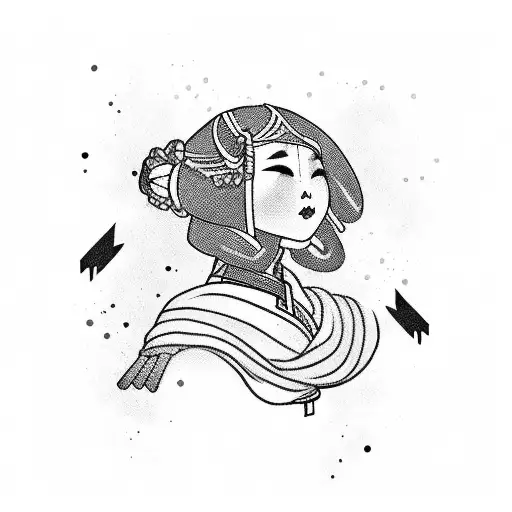 A Tattoo Of A Traditional Korean Hanbok With A Modern Twist