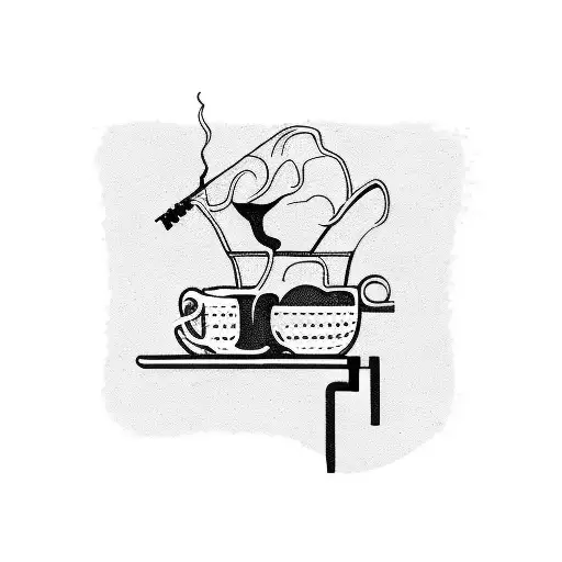 A Minimalist Silhouette Of A Runner With Coffee Cup In Hand